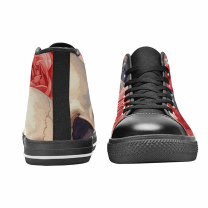 WOMEN'S Skulls Roses Soft Airbrush High Top Canvas Surreal Shoes