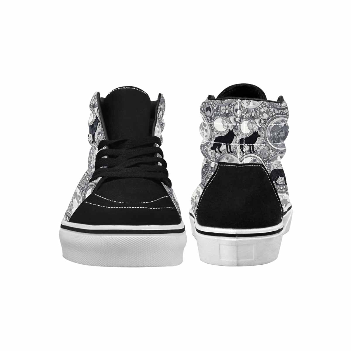 WOMEN'S Wolves Everywhere Collage High Top Canvas Grunge Custom Sneakers