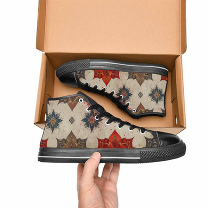 WOMEN'S Mandala High Top Canvas Vibrant Chaos Sneakers