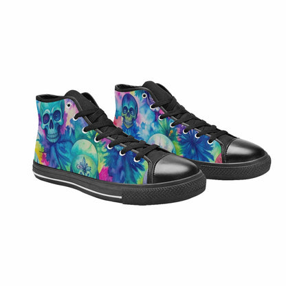 MEN'S Tie Dye Skulls Print High Top Canvas Cottagecore Custom Sneakers