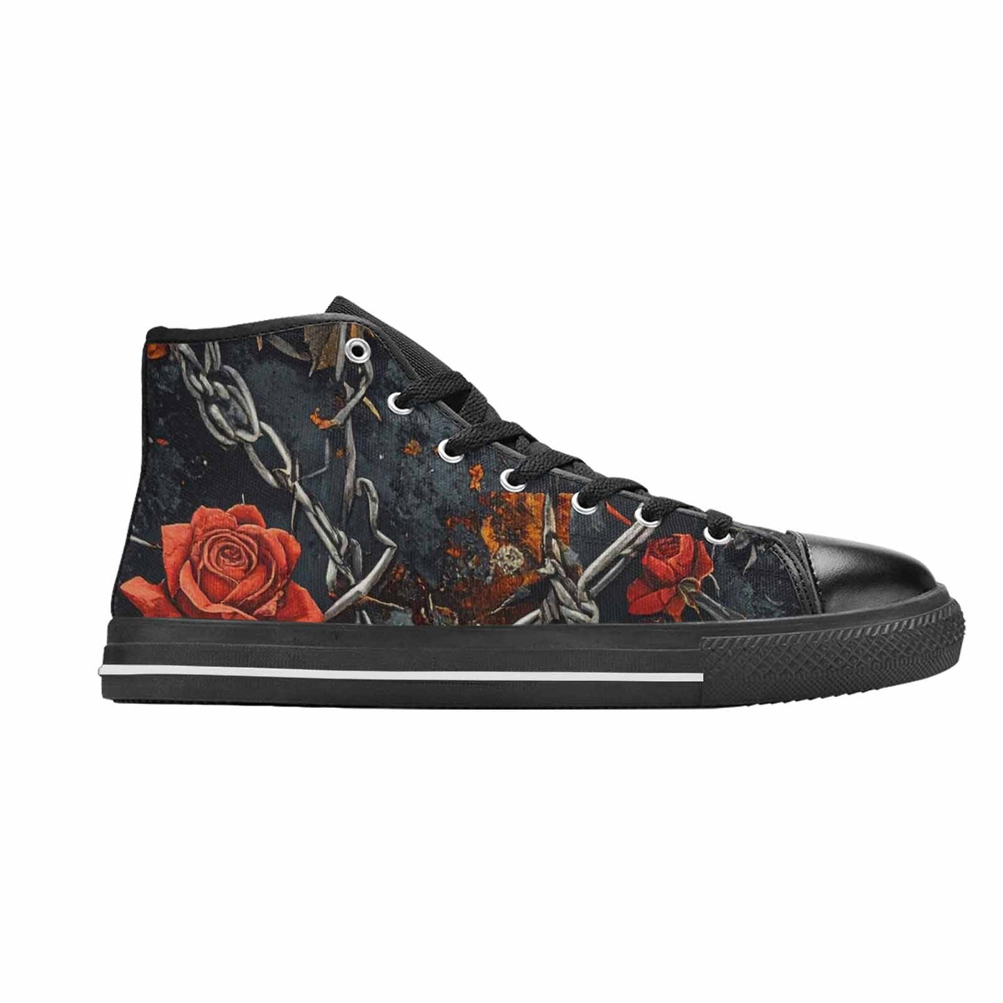 MEN'S Barbed Wire Chain High Top Canvas Surreal Custom Sneakers