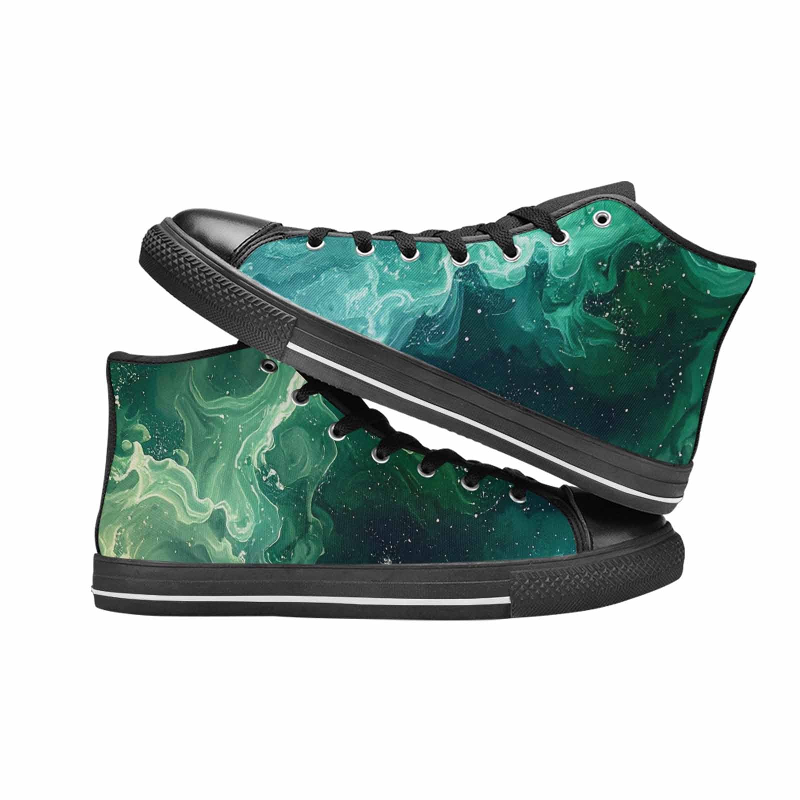 WOMEN'S Galaxy Art - High Top Canvas Vibrant Chaos Custom Sneakers