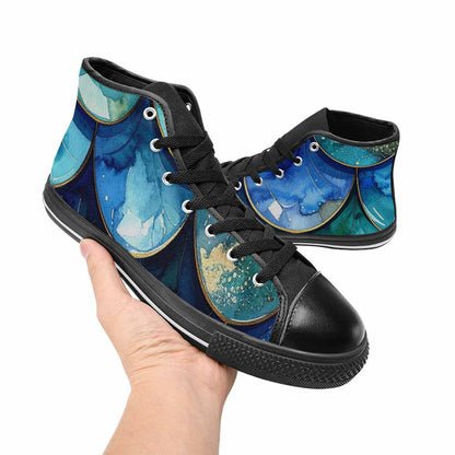 MEN'S Mermaid Scale High Top Canvas Surreal Custom Shoes