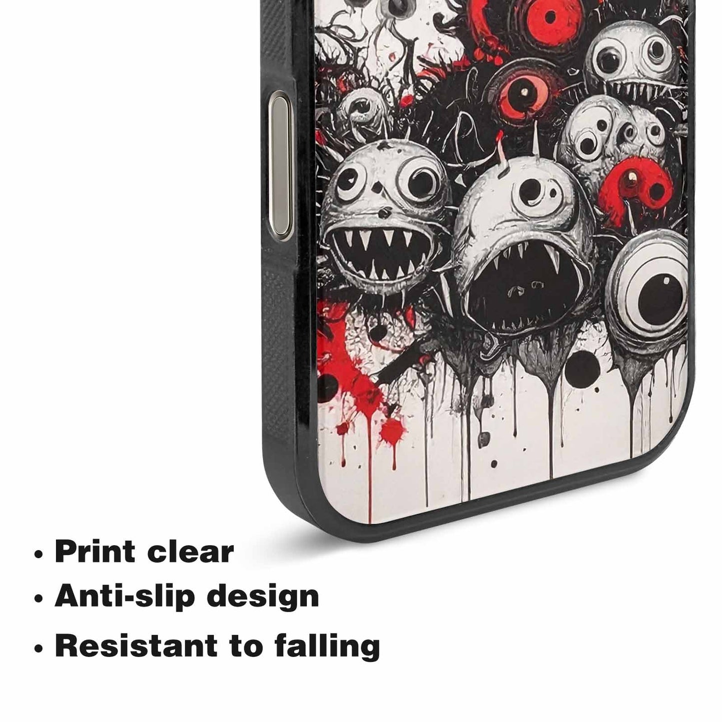 iPhone 16 Pro Max Case — Multi Eye Monster Black Red Ink, Customized Protective Case
