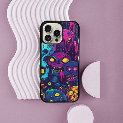 iPhone 16 Pro Max Case — Mixed Toxic Glow Creature Pattern Hundreds, Unique Phone Case Design