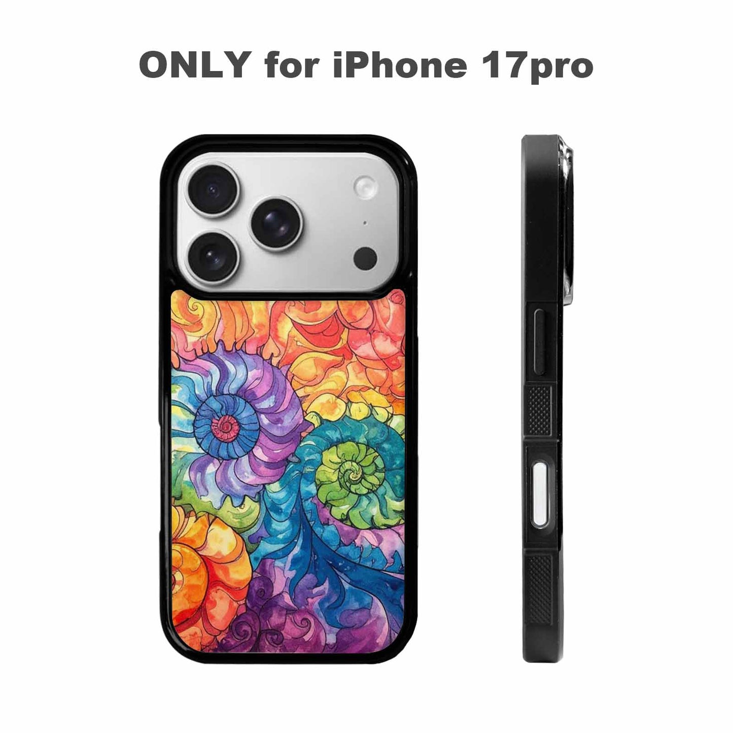 iPhone 17 Pro Case — Tie Dye Swirls Black White Tie, Custom Printed Phone Case