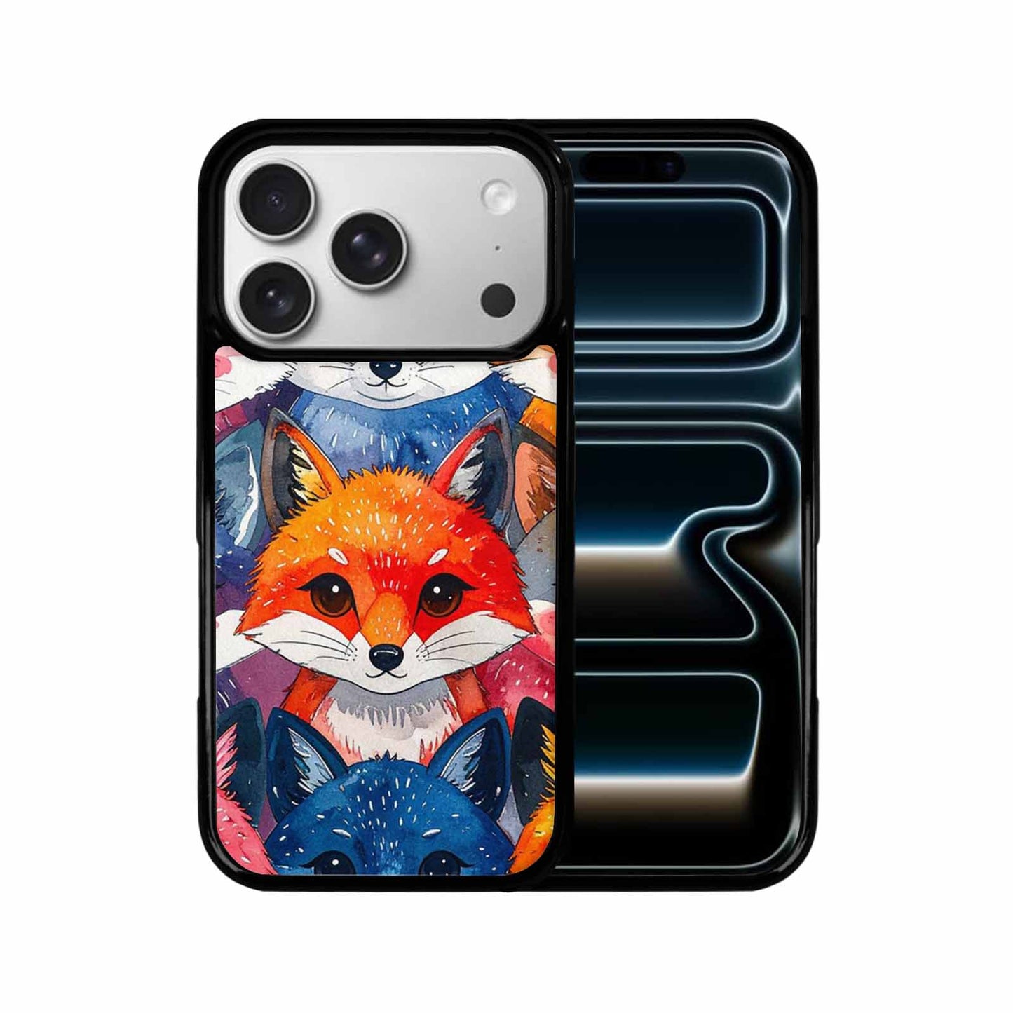 iPhone 17 Pro Case — Watercolor Kawaii Fox Faces Watercolor Abstract, Original Design Phone Case