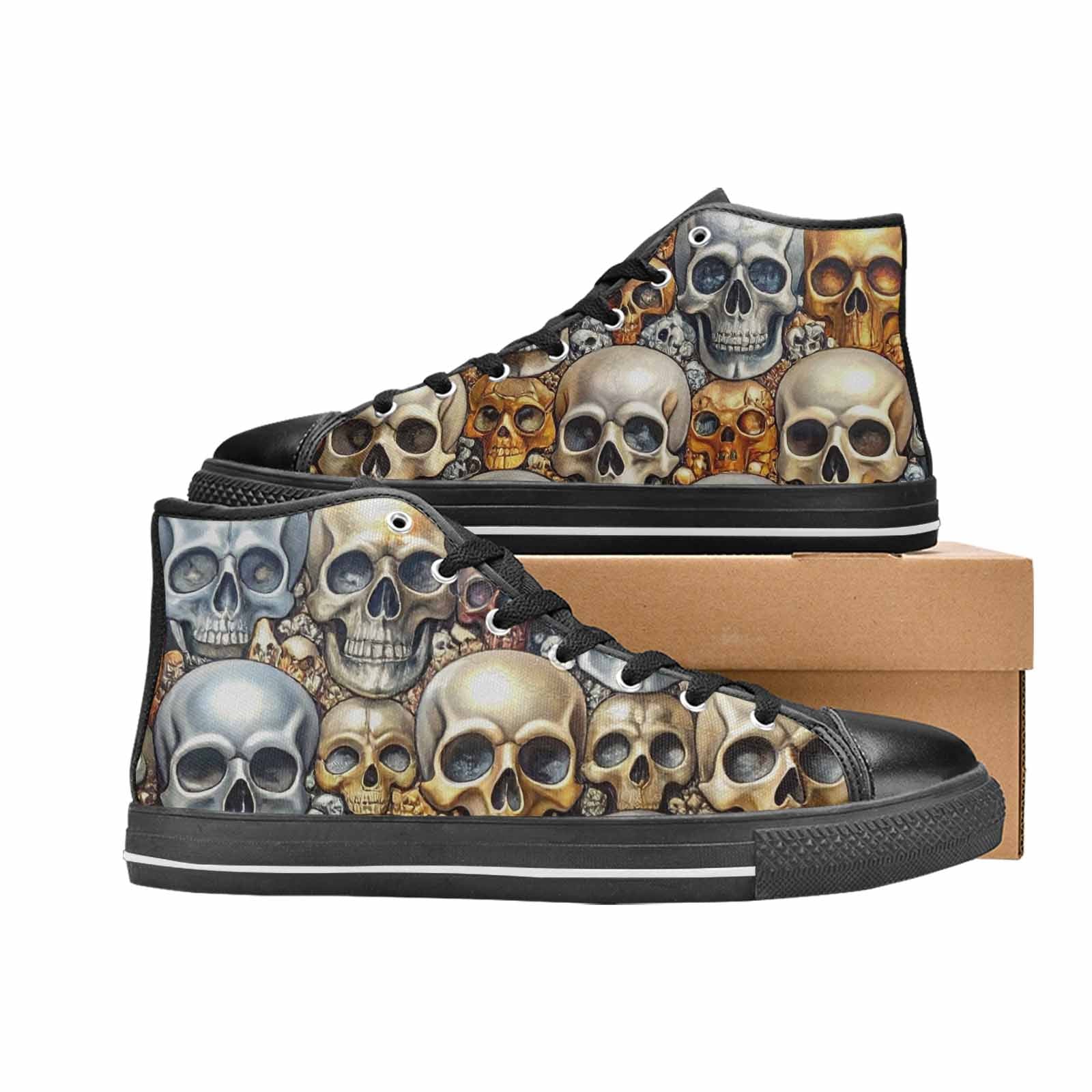 MEN'S Skulls - Metallic-Chrome- High Top Canvas Aesthetic Sneakers
