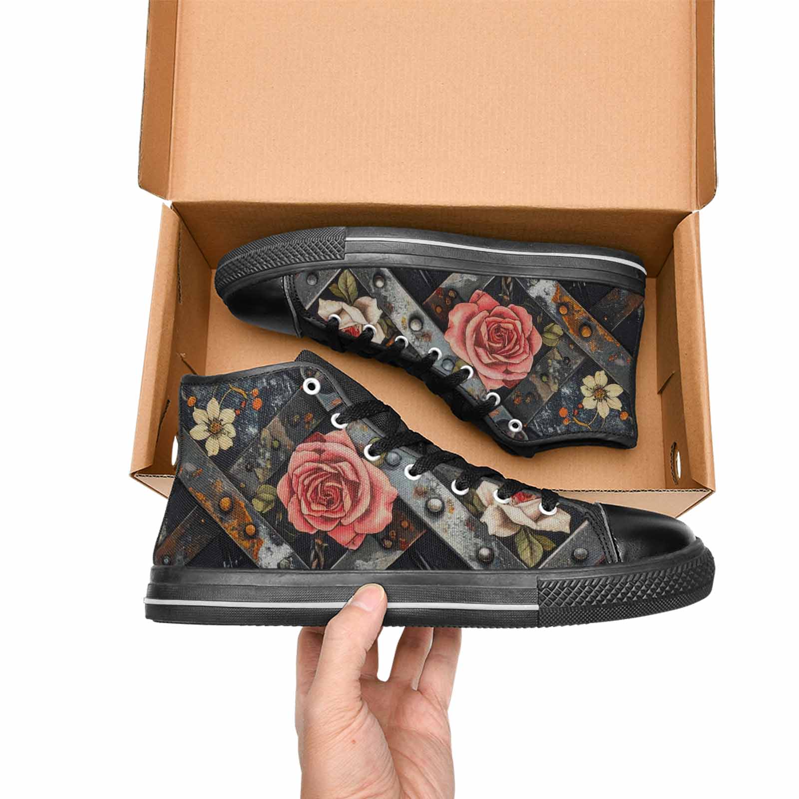 MEN'S Barbed Wire Chain High Top Canvas Neon Fantasy Sneakers