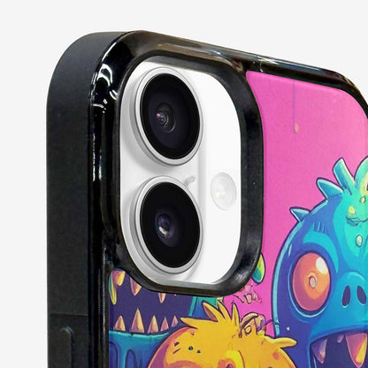 iPhone 16 Case — Overlapping Endlessly No Empty Space Monsters, Custom Printed Phone Case