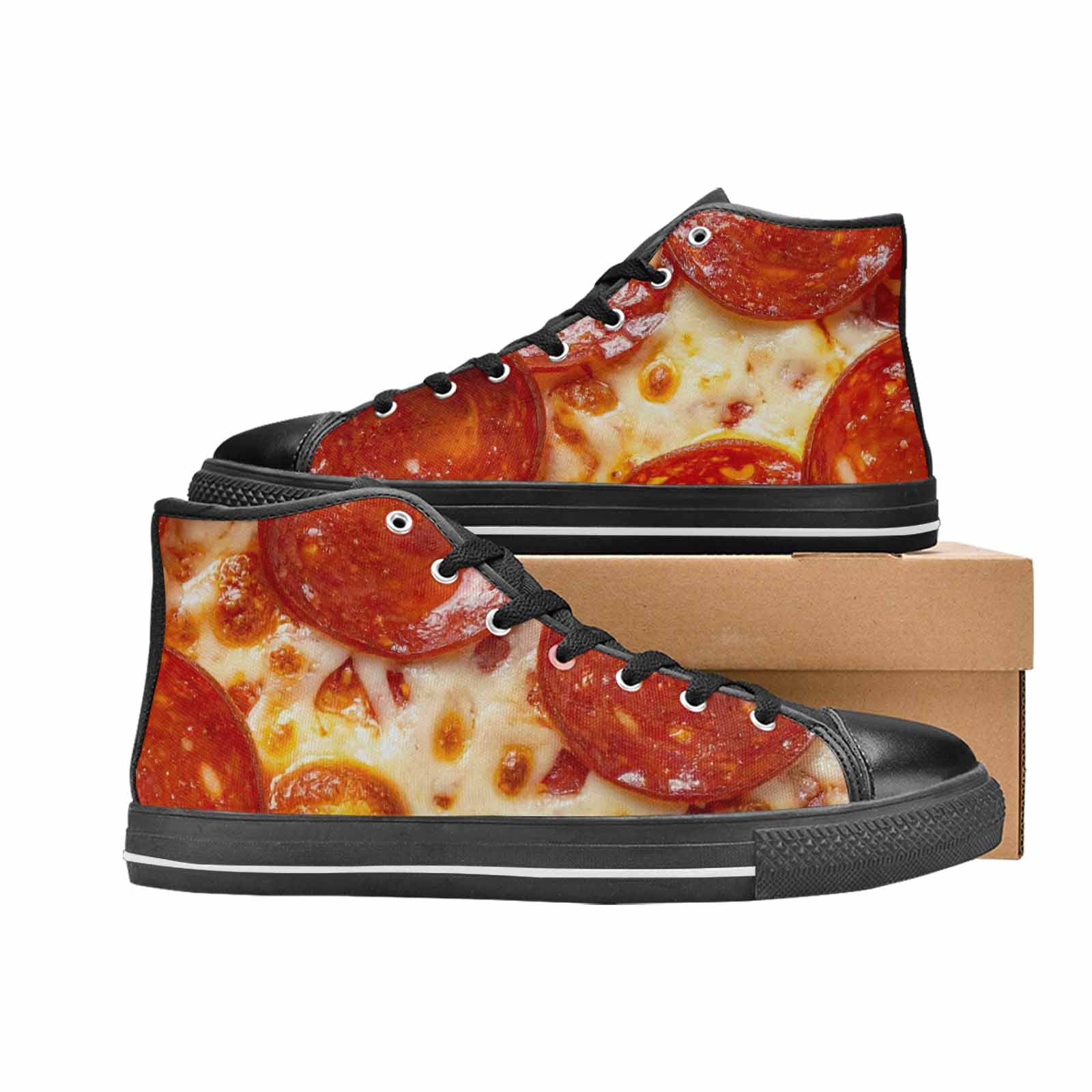 MEN'S Pepperoni Pizza Print High Top Canvas Dreamcore Sneakers