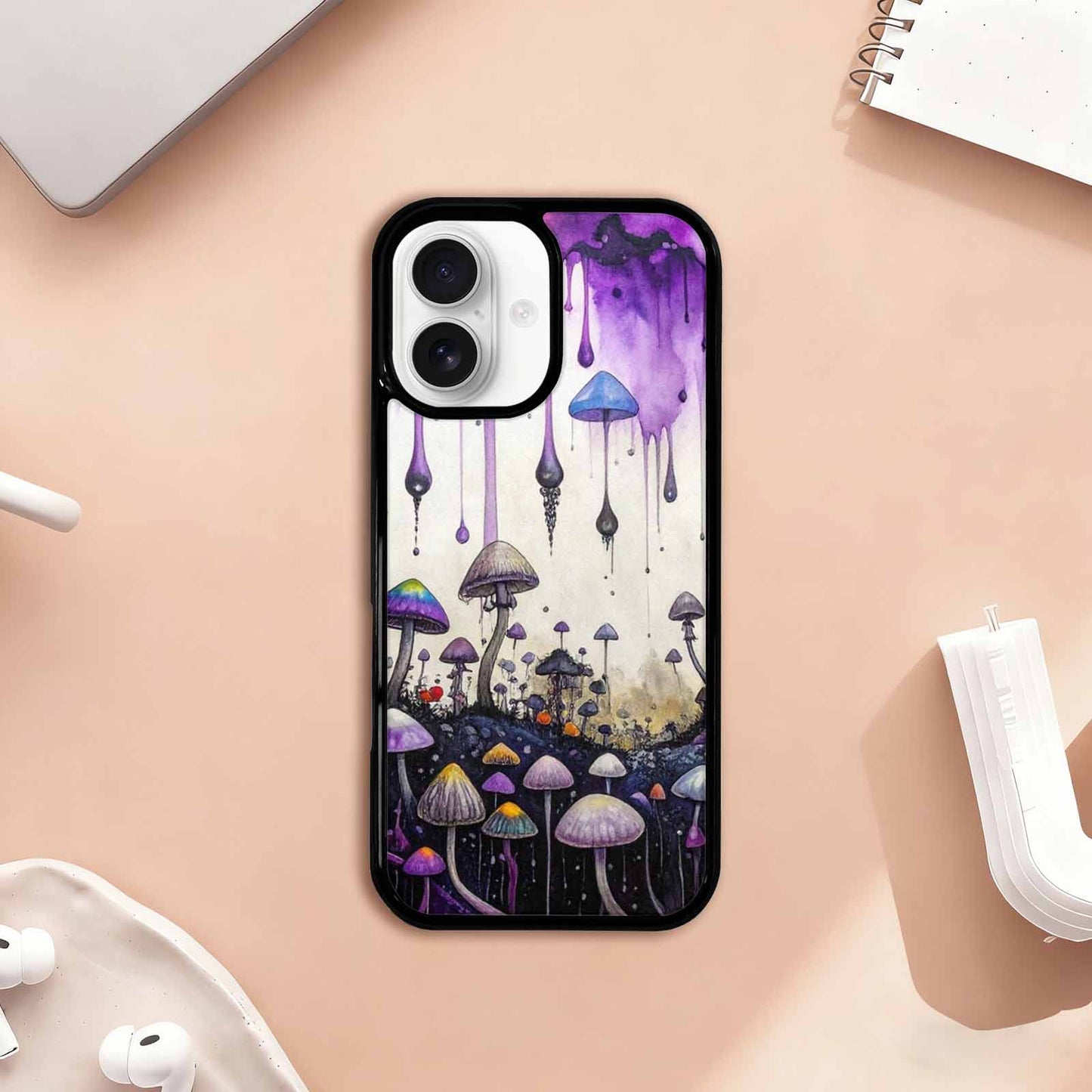 iPhone 17 Case — Black &amp; Purple Ink Original Art, Unique Phone Case Design