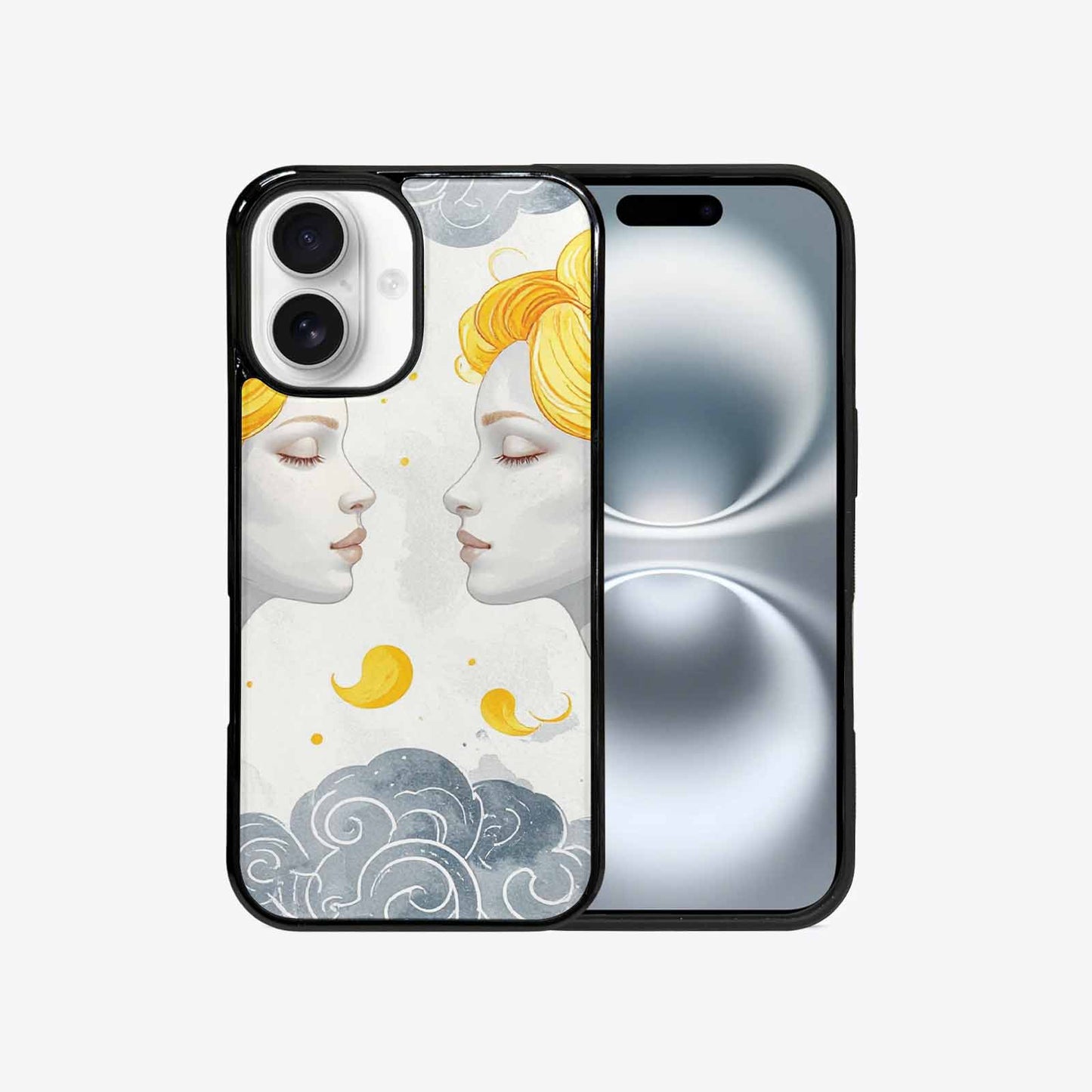 iPhone 16 Case — Gemini Twins Zodiac Pattern Seamless Repeat, Custom Made Phone Cover