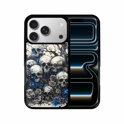 iPhone 17 Pro Case — Black Blue Ink Skull And Gothic, Custom Art Phone Cover
