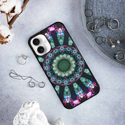 iPhone 16 Plus Case — Crystal Mandala Art Seamless Pattern Vibrant, Custom Printed Phone Case