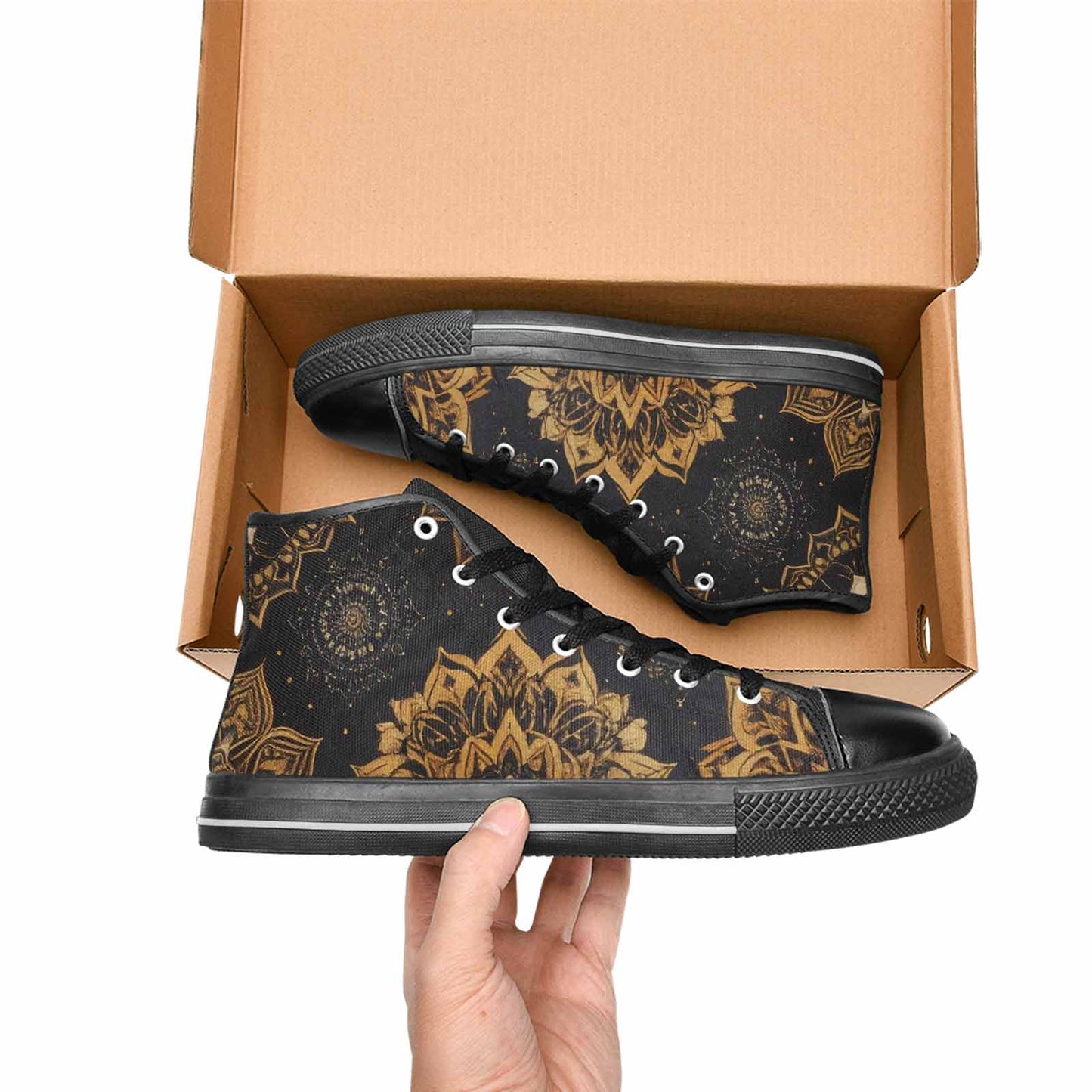 WOMEN'S Mandala High Top Canvas Dark Academia Custom Sneakers