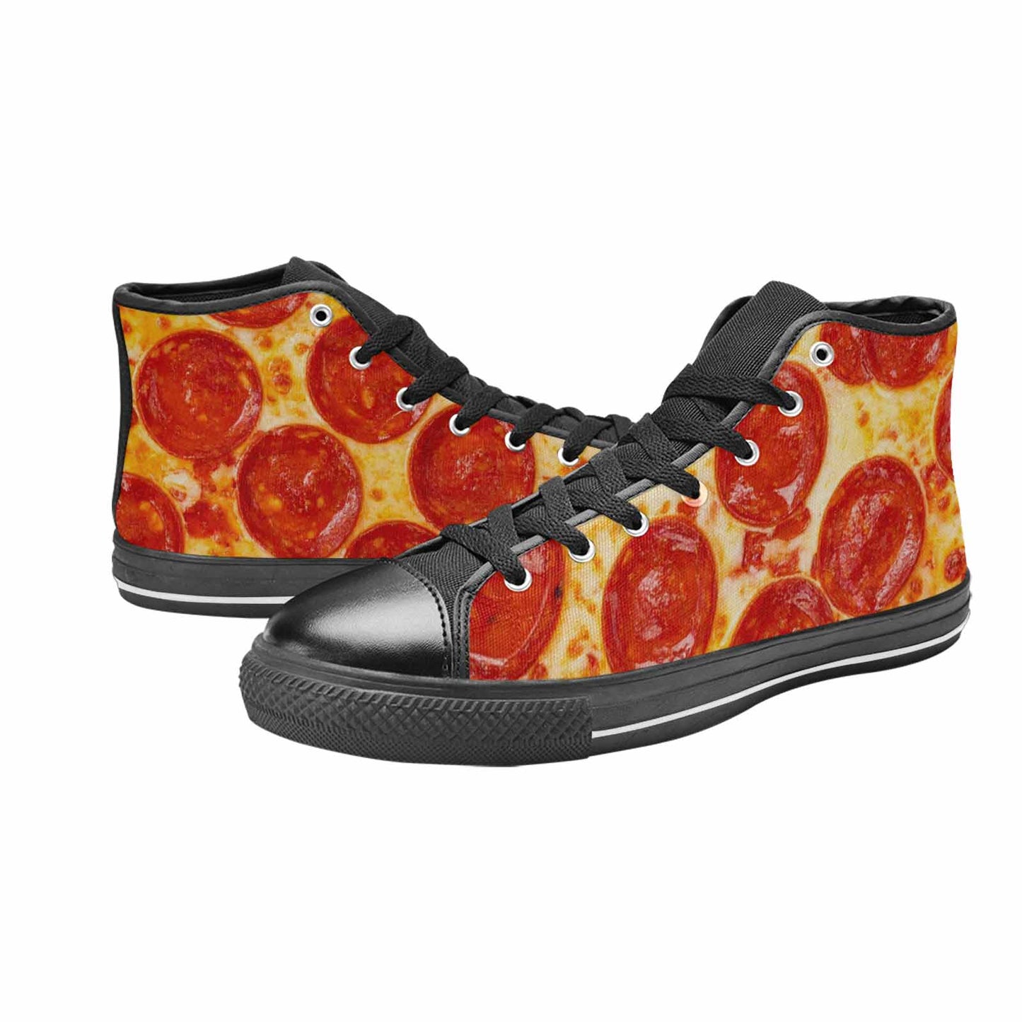 MEN'S Pepperoni Pizza Print High Top Canvas Vivid Custom Sneakers
