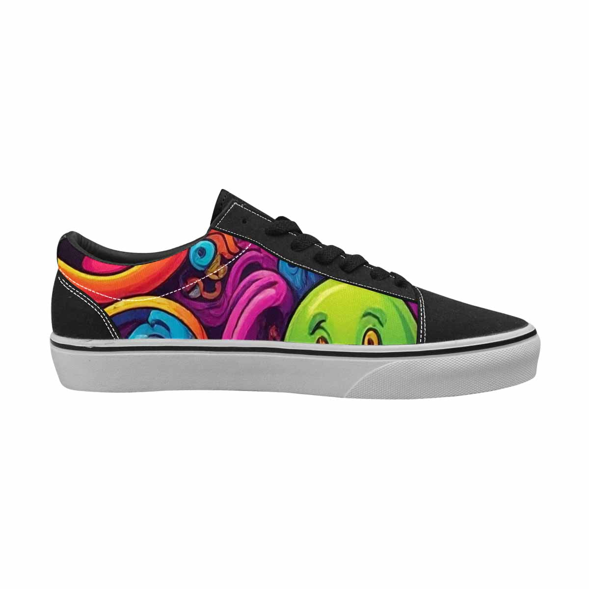 MEN'S Yellow Smiley Face Canvas Lace-Up Dark Academia Sneakers