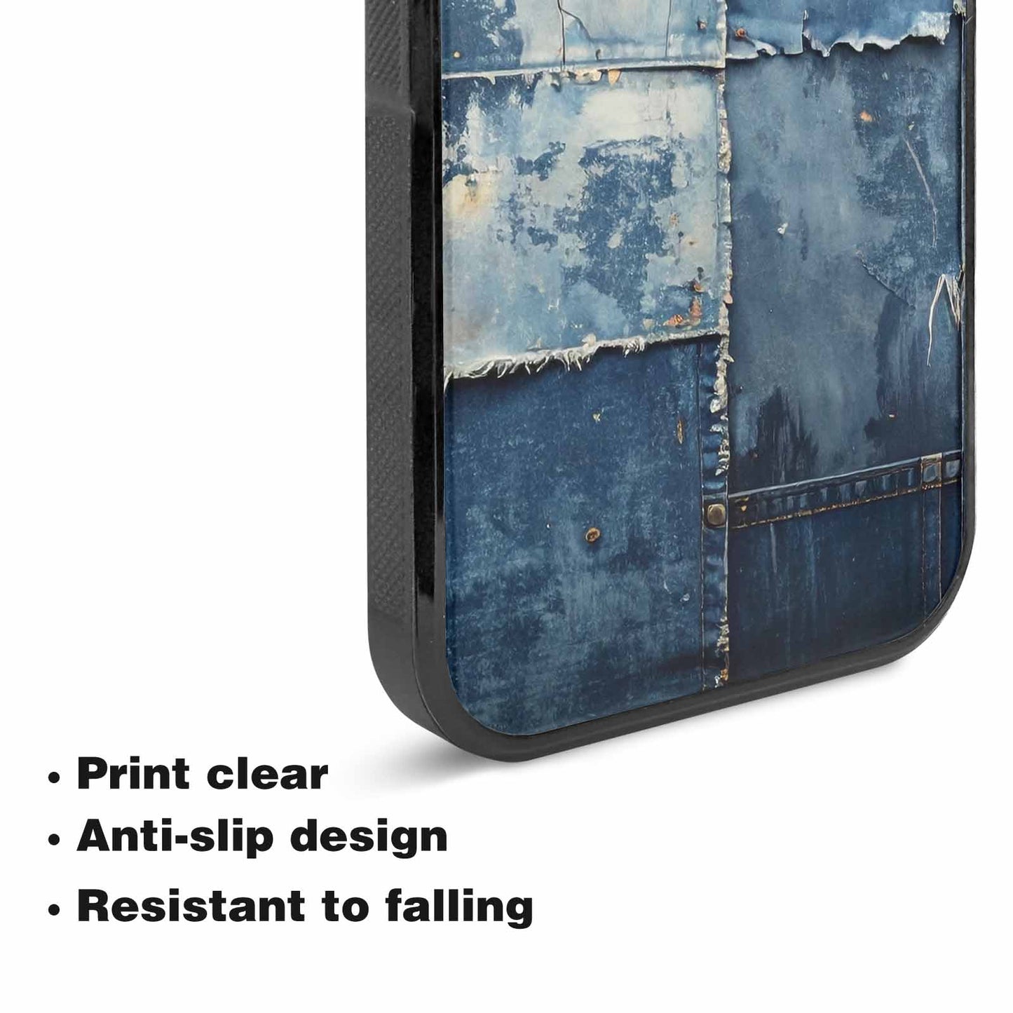 iPhone 15 Plus Case — Denim Distressed Textures Print Edge To, Custom Print Case Cover