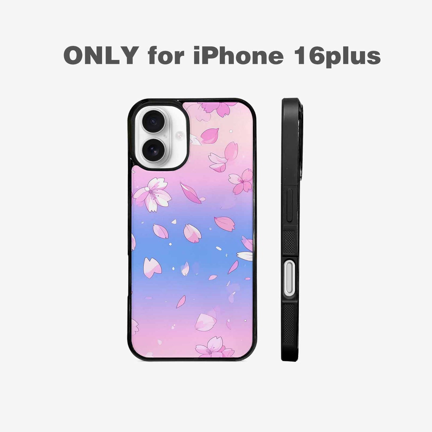iPhone 16 Plus Case — Stylized Anime Style Cherry Blossom Petals, Custom Printed Phone Case