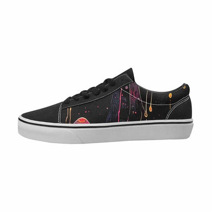 MEN'S Mushrooms Black & Pink Ink Canvas Unique Print Dreamcore Custom Art Shoes