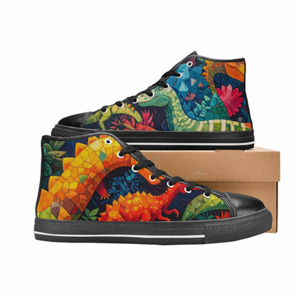 MEN'S Dinosaur Silhouette High Top Canvas Vibrant Chaos Shoes