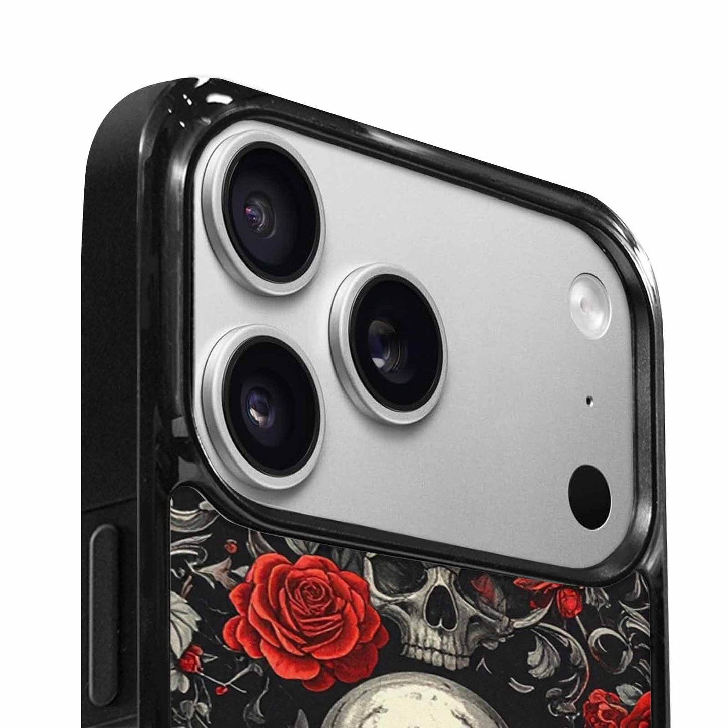 iPhone 17 Pro Case — Skulls Roses Fine Line Gothic Skulls, Custom Art Phone Cover