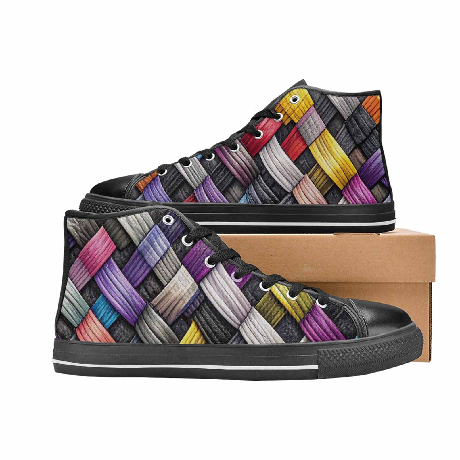 MEN'S Asexual Flag Color High Top Canvas Grunge Custom Sneakers