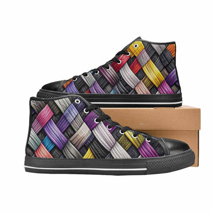 MEN'S Asexual Flag Color High Top Canvas Grunge Custom Sneakers