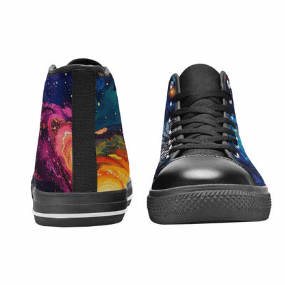 MEN'S Galaxy Snake Print High Top Canvas Wallpaper Art Sneakers