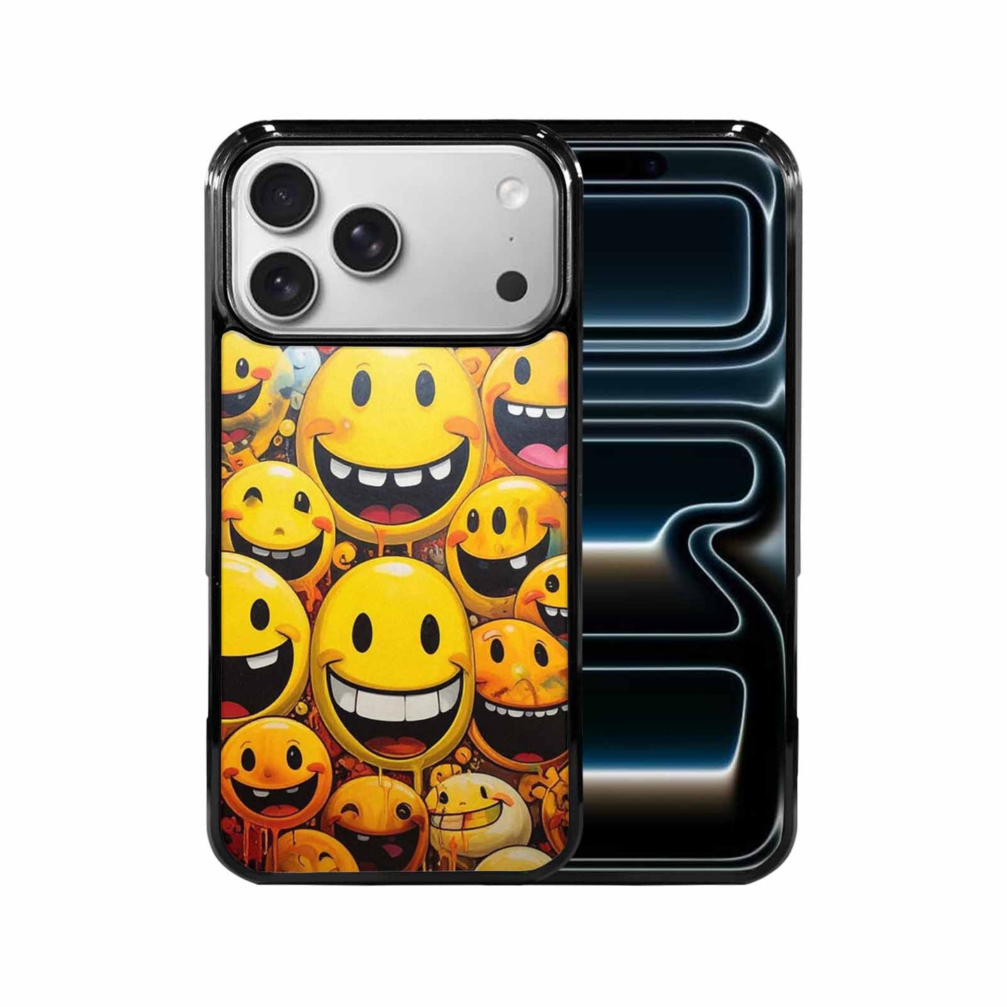 iPhone 17 Pro Max Case — Melting Moon Smiley Original Art, Custom Made Phone Cover