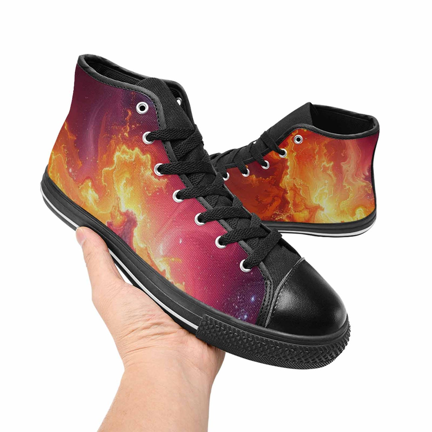 WOMEN'S Galaxy Art - High Top Canvas Dark Academia Shoes