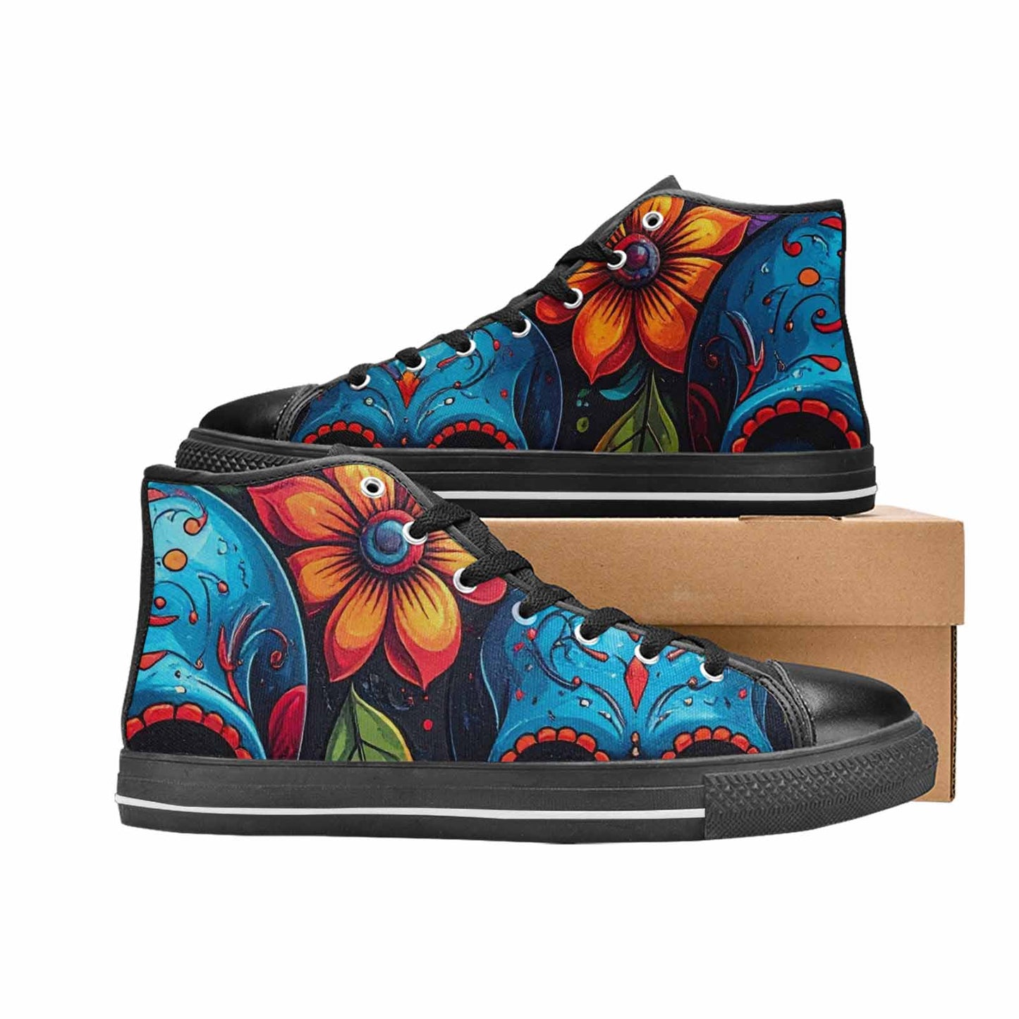 MEN'S Graffiti Skull High Top Canvas Wallpaper Art Sneakers