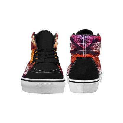 WOMEN'S Dark Snake Print High Top Canvas Surreal Custom Shoes