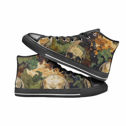 WOMEN'S Military Camo Skull High Top Canvas Dark Academia Sneakers