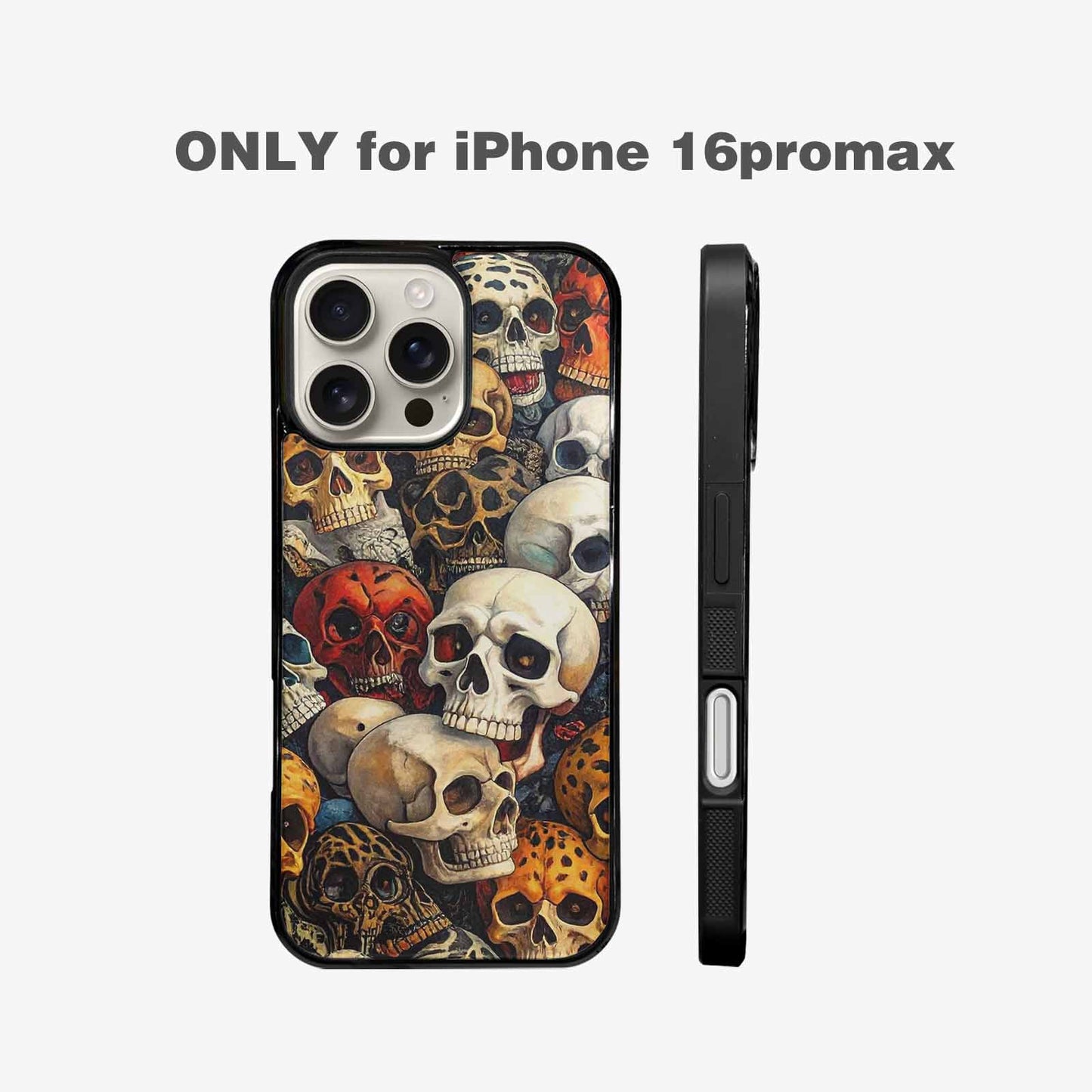 iPhone 16 Pro Max Case — Skulls Pattern Hundreds Of Sma 1q9, Custom Printed Phone Case