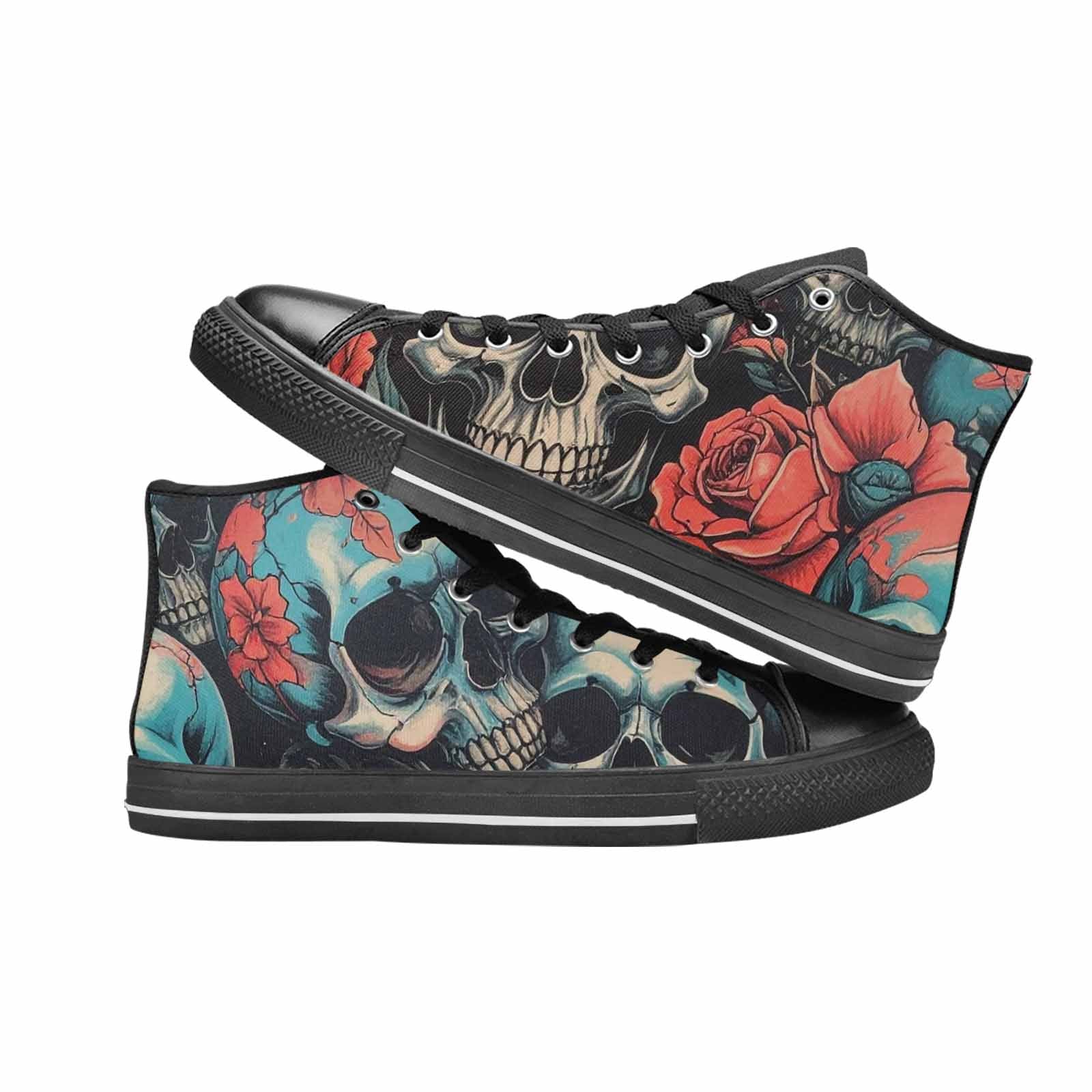 MEN'S Skulls Roses Biker Tattoo High Top Canvas Dark Academia Sneakers