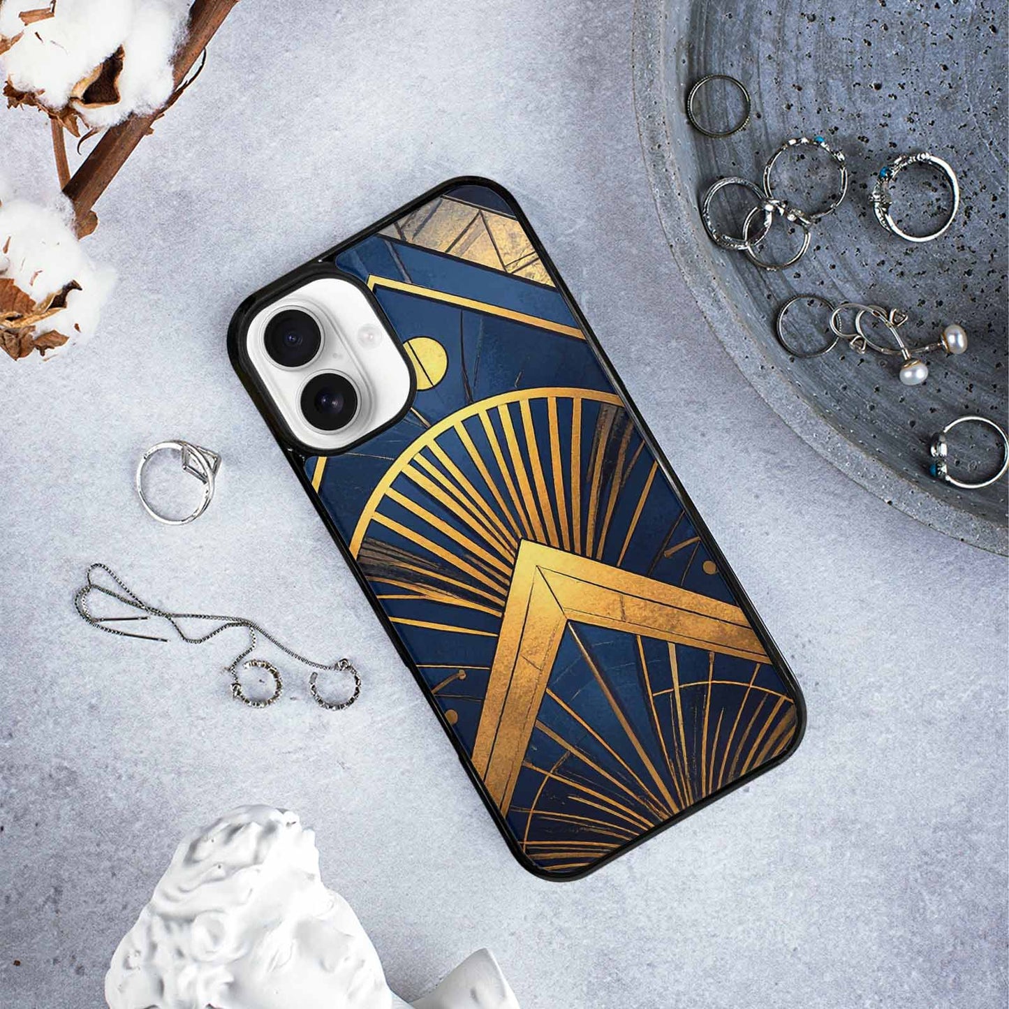 iPhone 16 Plus Case — Art Deco Illustration Pattern, Custom Art Phone Cover