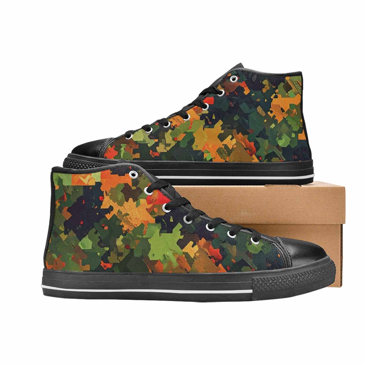 WOMEN'S Military Camouflage Blotch High Top Canvas Grunge Sneakers