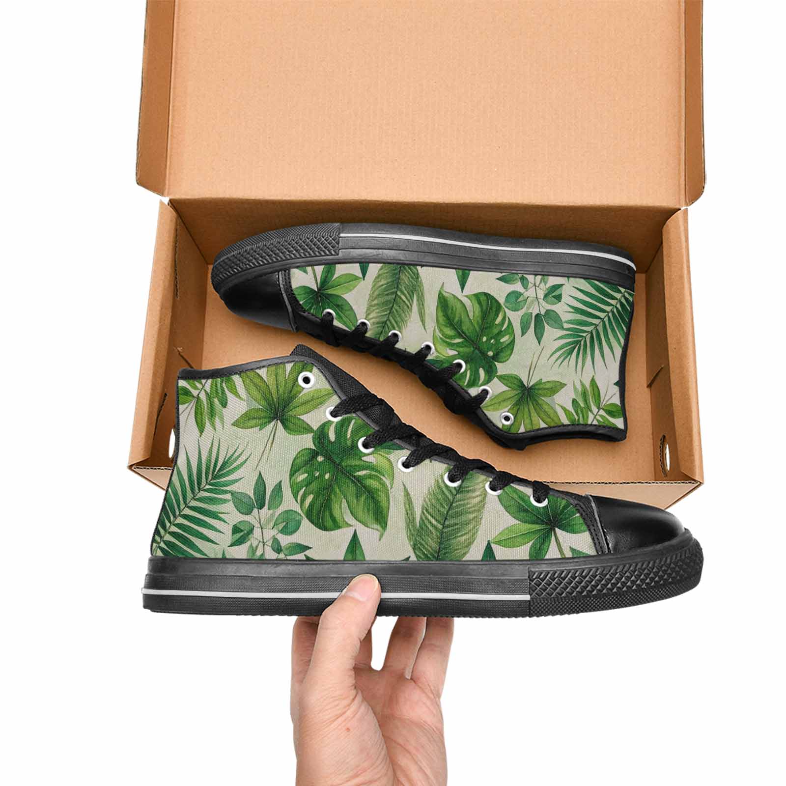 WOMEN'S Seven-Point Palmate Leaf High Top Canvas Neon Fantasy Shoes