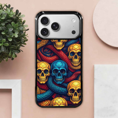 iPhone 17 Pro Max Case — Snake Skulls Print Gothic Skulls, Customized Protective Case