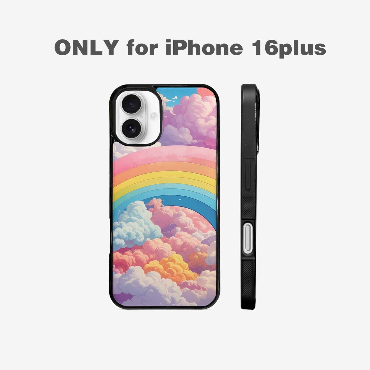 iPhone 16 Plus Case — Cloud And Rainbow Burst Pattern Hundreds, Custom Print Case Cover