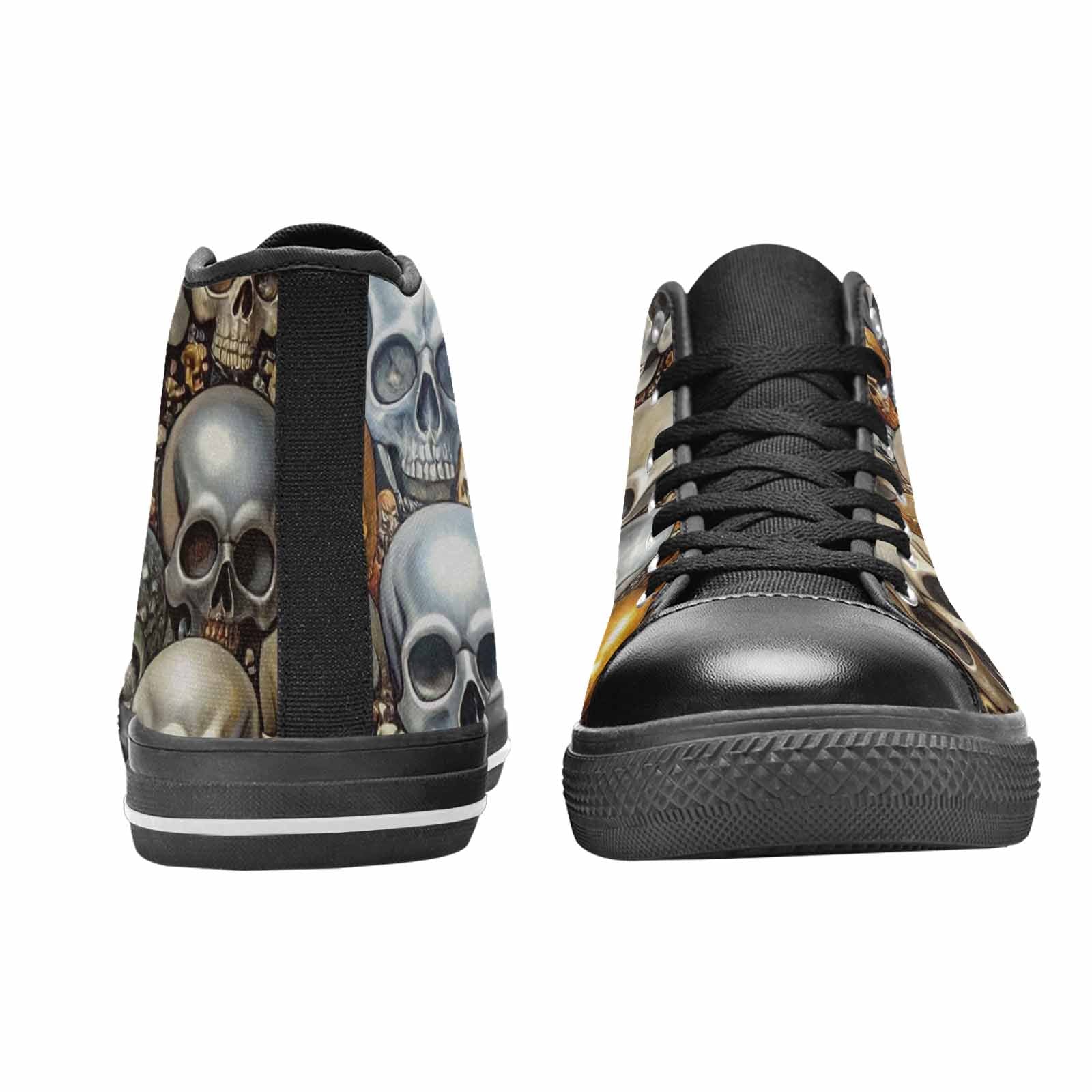 WOMEN'S Skulls - Metallic-Chrome- High Top Canvas Dark Academia Custom Shoes