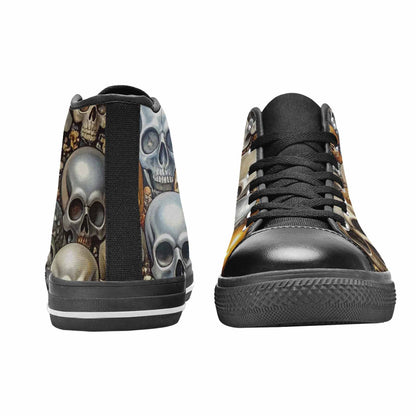WOMEN'S Skulls - Metallic-Chrome- High Top Canvas Dark Academia Custom Shoes