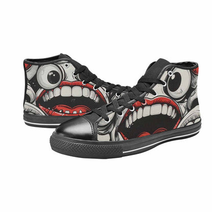 MEN'S Googly Cartoon Mouths High Top Canvas Wallpaper Art Shoes