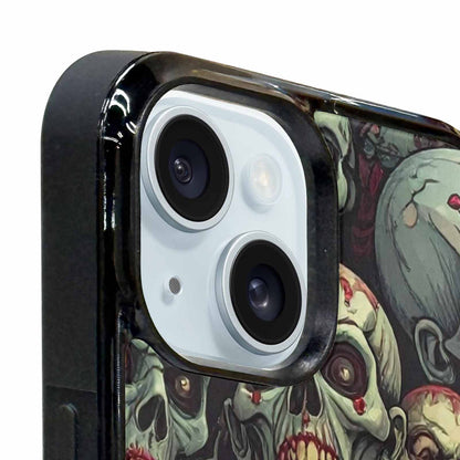 iPhone 15 Plus Case — Zombie Head Pattern Hundreds Of Small, Custom Print Case Cover