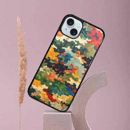 iPhone 15 Plus Case — Camo Patches Full Color Vibrant Camo, Custom Printed Phone Case