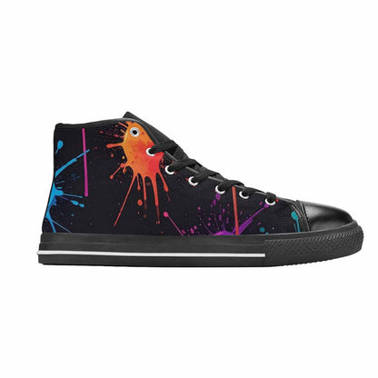 WOMEN'S Paint Splatter High Top Canvas Vibrant Chaos Custom Sneakers