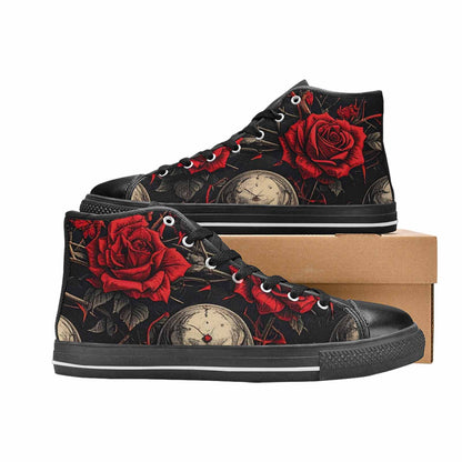 MEN'S Gothic Skulls Roses High Top Canvas Wallpaper Art Sneakers