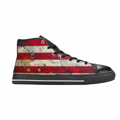 MEN'S American Flag Stars High Top Canvas Surreal Custom Shoes
